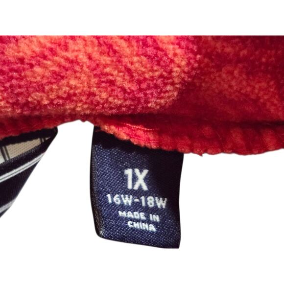 Lands End Women's 1X (16-18) Pullover Mock Neck Red Snowflake Patterned - Picture 5 of 6